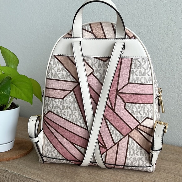 Michael Kors Rhea Signature Logo Zip Medium Backpack - Smokey Rose Multi - Picture 17 of 17
